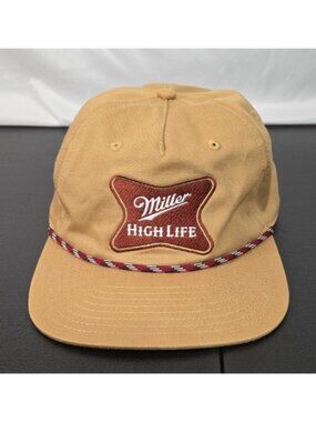 Miller High Life Mad Engine Rope Snapback Hat Cap Cotton Beer Men Women Brown